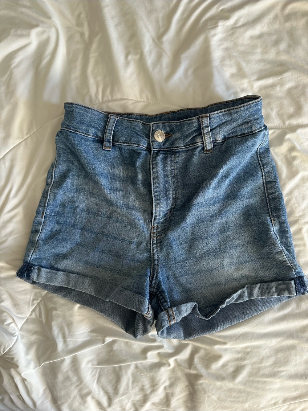 H&M Light Blue High-Waisted Denim Shorts